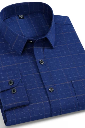 Men's Long Sleeve Shirt Non Ironing Plus Size Plaid Stripes Business Casual Dress Shirt Stylish Office Wear For Elegant Men