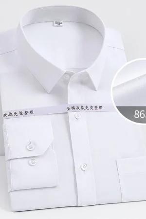 8XL 100% Cotton Oversized Button Up Shirt Liquid Ammonia Anti-wrinkle Longsleeve Shirt for Men White Business Slim Fit Shirt Men