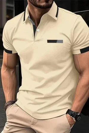 Men's Fitness Casual Sports T-shirt Gym Running Sports Elastic Short-sleeved Polo Shirt Lapel Top Men's Slim Fit T-shirt