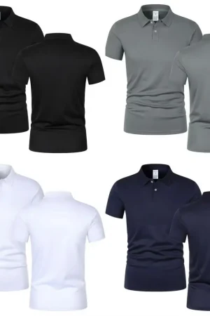Solid color polo shirt ultra-light men's quick-drying breathable sweat-wicking shirt suitable for fitness gym and running