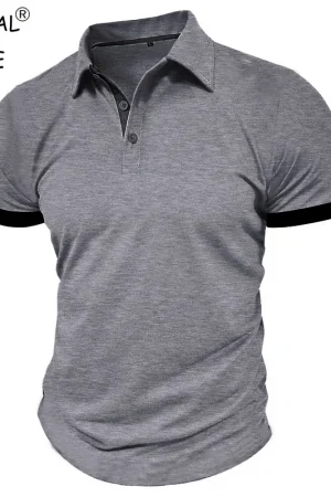 Summer Men's Short Sleeve Polo Shirt Lapel Oversize Solid Color T Shirts Breathable Streetwear Sport Activities Shirts Man
